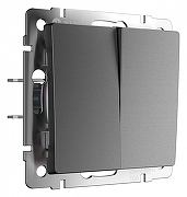 Выключатель двухклавишный без рамки Werkel графит матовый W1120064 цвет Графит