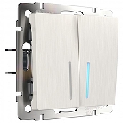 Выключатель двухклавишный с подсветкой без рамки Werkel перламутровый рифленый W1120113 цвет перламутровый рифленый