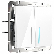 Выключатель двухклавишный с подсветкой без рамки Werkel белый W1120101 цвет Белый