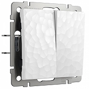 Выключатель проходной двухклавишный без рамки Werkel Hammer белый W1222001 цвет Белый