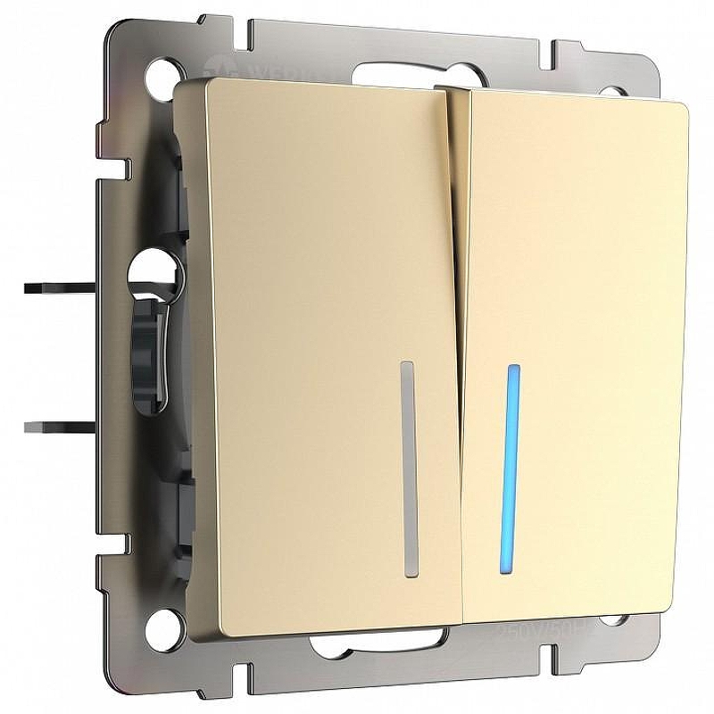 Выключатель двухклавишный с подсветкой без рамки Werkel шампань W1120111 