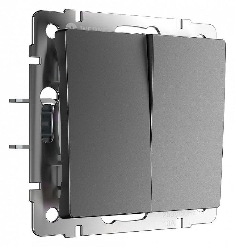 Выключатель проходной двухклавишный без рамки Werkel графит матовый W1122064 