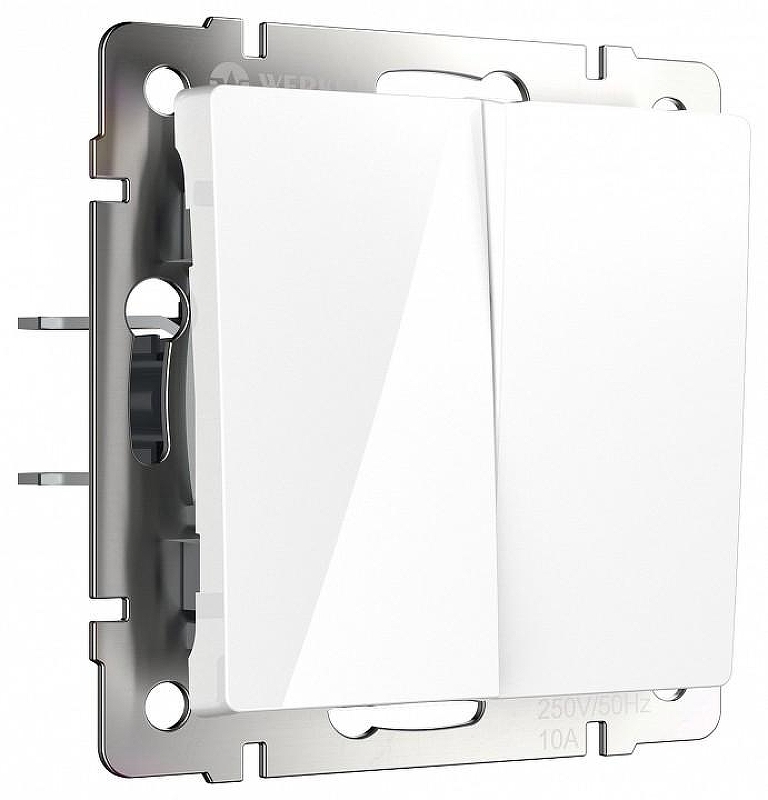 Выключатель проходной двухклавишный без рамки Werkel белые W1122001 