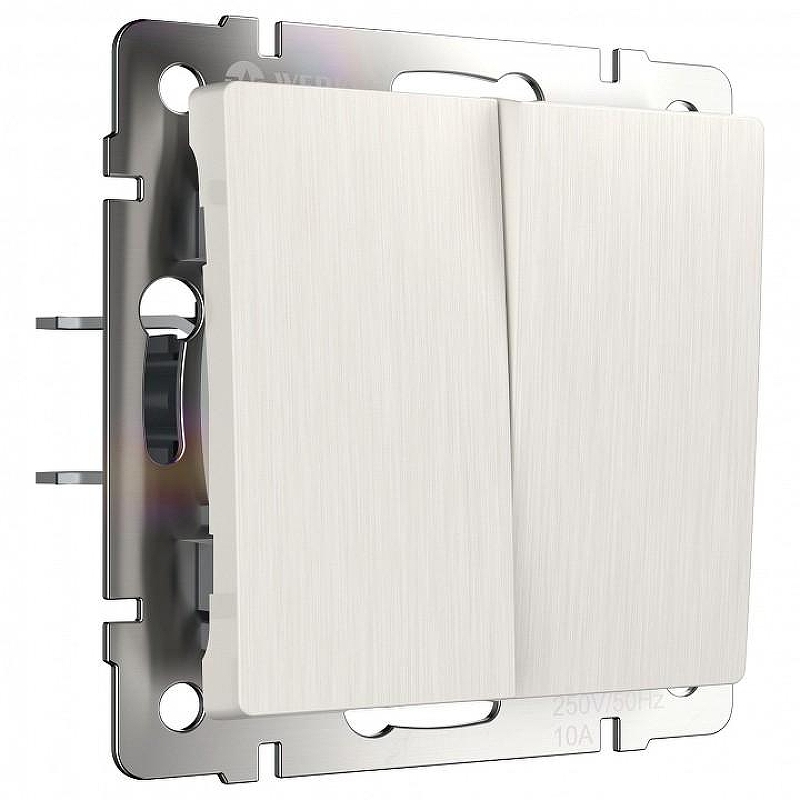 Выключатель проходной двухклавишный без рамки Werkel перламутровый рифленый W1122013 