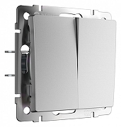 Выключатель проходной двухклавишный без рамки Werkel серебряный матовый W1122065 цвет Серебро