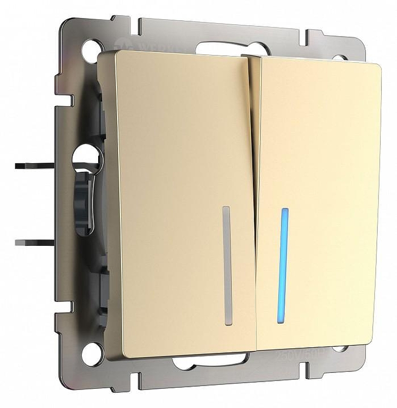 Выключатель проходной двухклавишный с подсветкой без рамки Werkel шампань W1122111 