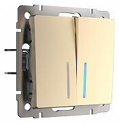 Выключатель проходной двухклавишный с подсветкой без рамки Werkel шампань W1122111 цвет Бежевый