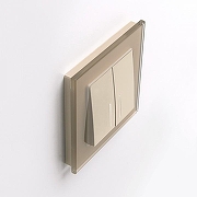 Выключатель проходной двухклавишный с подсветкой без рамки Werkel шампань W1122111 цвет Бежевый-2