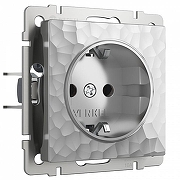 Розетка с заземлением, без рамки Werkel Hammer серебряный W1271006 цвет Серебро