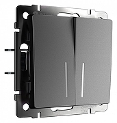 Выключатель проходной двухклавишный с подсветкой без рамки Werkel графит матовый W1122164 цвет Графит