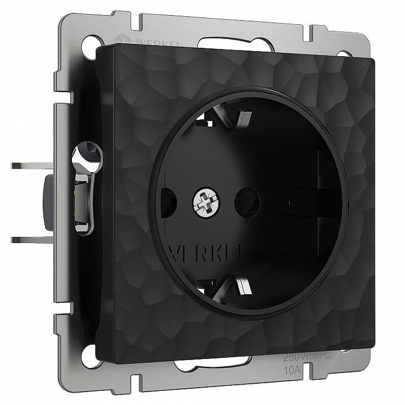 Розетка с заземлением, без рамки Werkel Hammer черный W1271008 