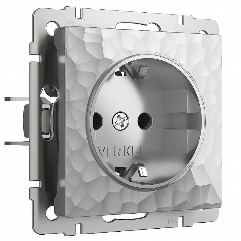 Розетка влагозащищенная с заземлением и со шторками, без рамки Werkel Hammer серебряный W1271106 