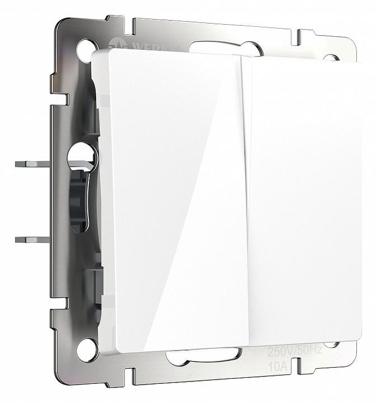 Выключатель проходной двухклавишный с самовозвратом без рамки Werkel белый матовый W1122401 