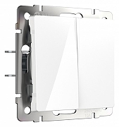 Выключатель проходной двухклавишный с самовозвратом без рамки Werkel белый матовый W1122401 цвет Белый