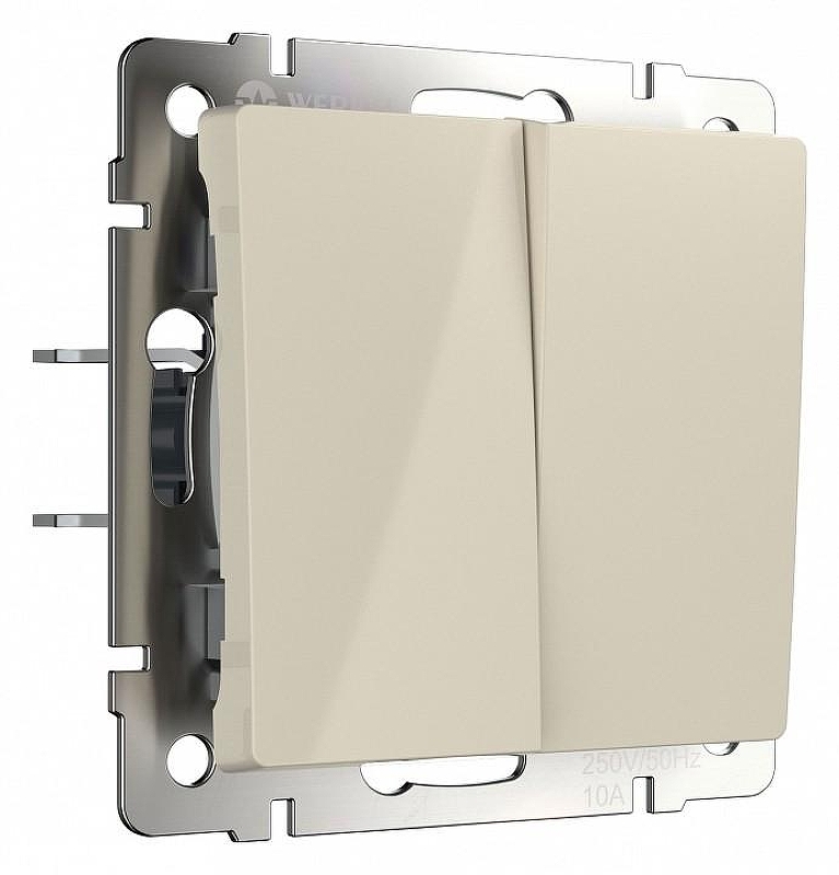 Выключатель проходной двухклавишный с самовозвратом без рамки Werkel слоновая кость W1122403 