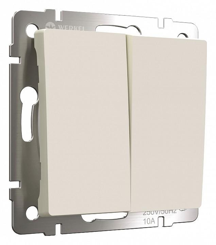 Выключатель проходной двухклавишный с самовозвратом без рамки Werkel айвори матовый W1122462 