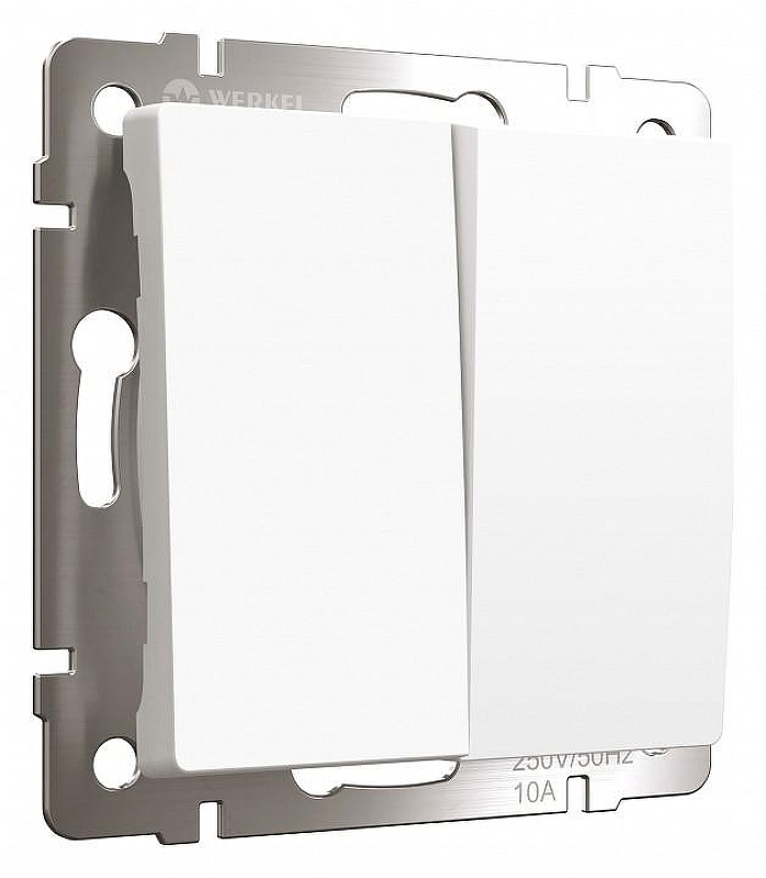 Выключатель проходной двухклавишный с самовозвратом без рамки Werkel белый матовый W1122461 