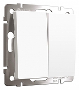 Выключатель проходной двухклавишный с самовозвратом без рамки Werkel белый матовый W1122461 цвет Белый