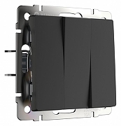 Выключатель трехклавишный без рамки Werkel черный матовый W1130008 цвет Черный