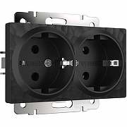 Розетка двойная с заземлением, без рамки Werkel Hammer черный W1272008 цвет Черный