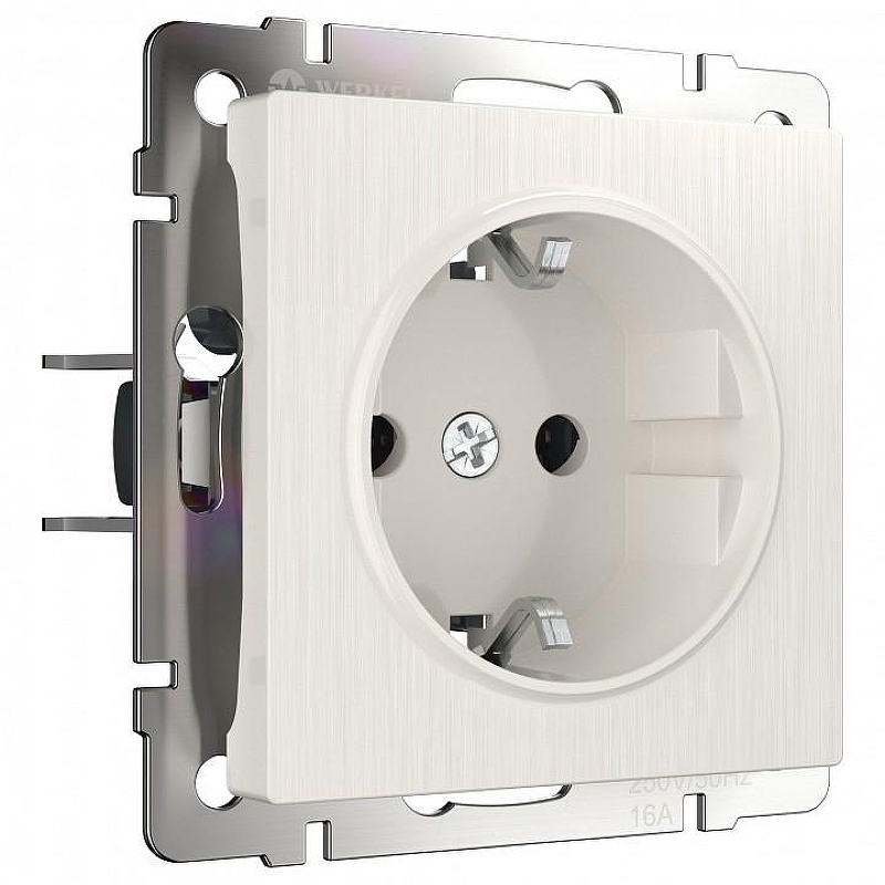 Розетка с заземлением, без рамки Werkel перламутровый рифленый W1171013 