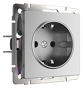 Розетка с заземлением, без рамки Werkel серебряный матовый W1171065 цвет Серебро