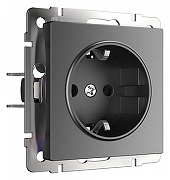 Розетка с заземлением и со шторками, без рамки Werkel графит матовый W1171164 цвет Графит
