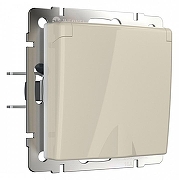 Розетка влагозащищенная с заземлением и со шторкой, без рамки с крышкой Werkel слоновая кость W1171203 цвет Слоновая кость