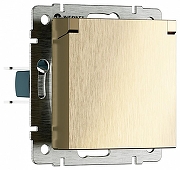 Розетка влагозащищенная с заземлением и со шторкой, без рамки с крышкой Werkel шампань рифленый W1171210 цвет Бежевый