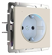 Розетка с заземлением с подсветкой, без рамки Werkel айвори матовый W1171462 цвет Желтый