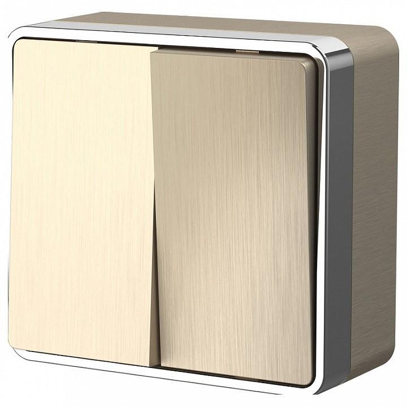 Выключатель двухклавишный Werkel Gallant (шампань рифленый) W5020010 