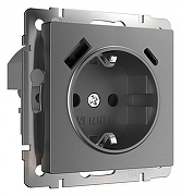 Розетка с заземлением и со шторками и USB Werkel графит матовый W1171764 цвет Графит