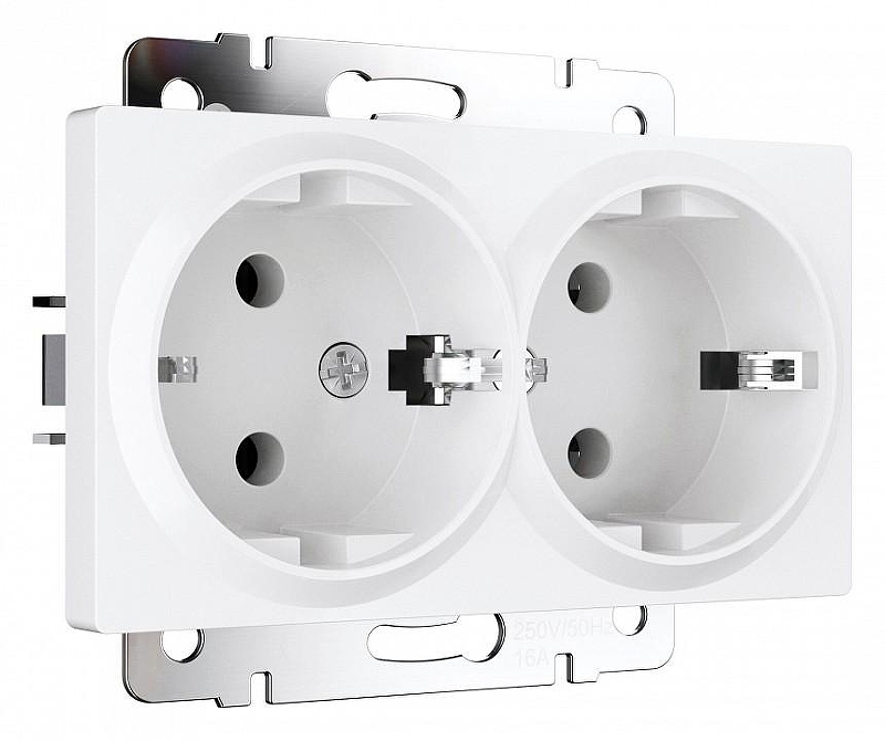 Розетка двойная с заземлением, без рамки Werkel белый матовый W1172061 
