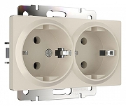 Розетка двойная с заземлением, без рамки Werkel айвори матовый W1172062 цвет Желтый
