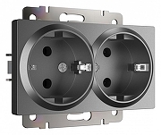 Розетка двойная с заземлением, без рамки Werkel графит матовый W1172064 цвет Графит