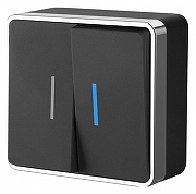 Выключатель двухклавишный с подсветкой без рамки Werkel Gallant (черный/хром) W5020135 цвет Черный