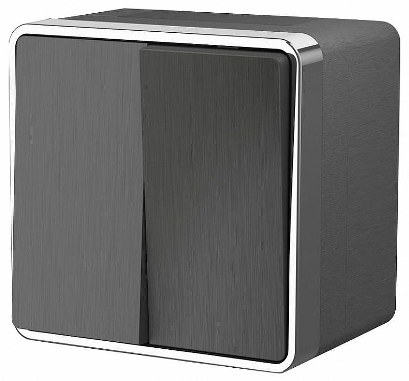 Выключатель двухклавишный влагозащищенный Werkel Gallant (графит рифленый) W5020204 