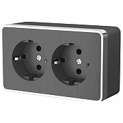 Розетка двойная с заземлением Werkel Gallant (графит рифленый) W5072104 цвет Графит