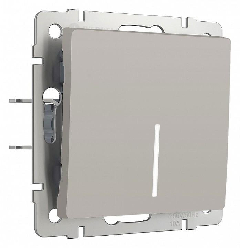 Выключатель проходной одноклавишный с подсветкой без рамки Werkel дымчатый W1212104 