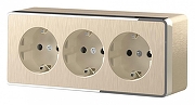 Розетка влагозащищенная с заземлением и со шторками Werkel Gallant (шампань рифленый) W5073110 цвет Бежевый