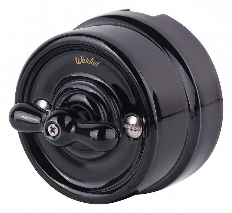 Выключатель на 4 положения двухклавишный без рамки Werkel Ретро (черный) W5620008 