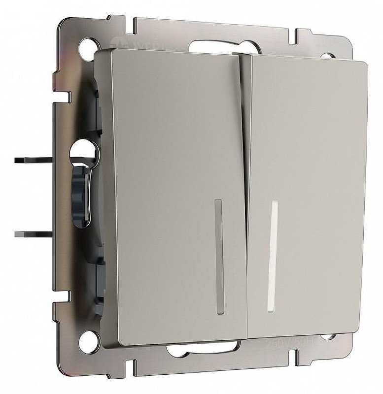 Выключатель проходной двухклавишный с подсветкой без рамки Werkel дымчатый W1222104 