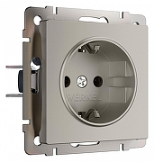 Розетка с заземлением и со шторкой, без рамки Werkel дымчатый W1271104 цвет Серый