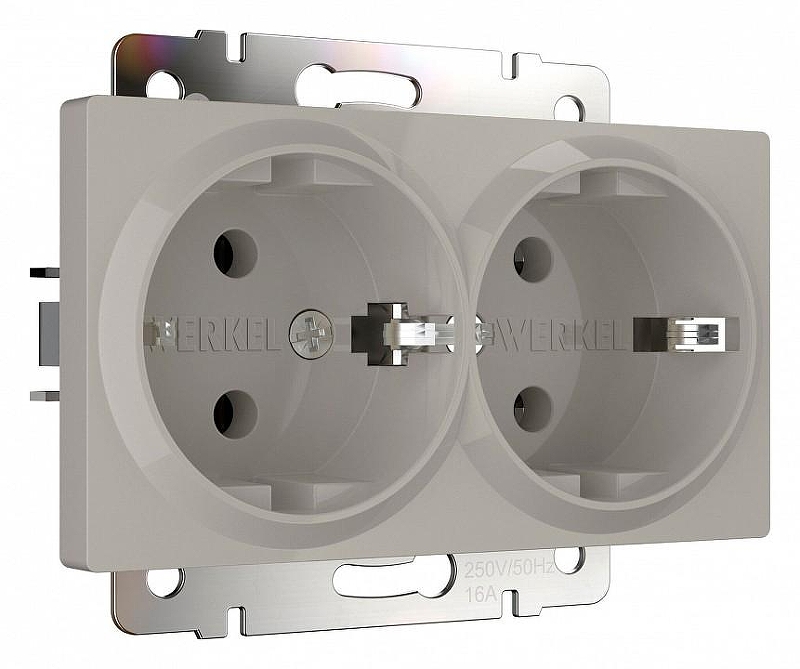 Розетка двойная с заземлением, без рамки Werkel дымчатый W1272004 
