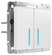 Выключатель сенсорый двухклавишный с подсветкой, без рамки Werkel белый W4520001 цвет Белый