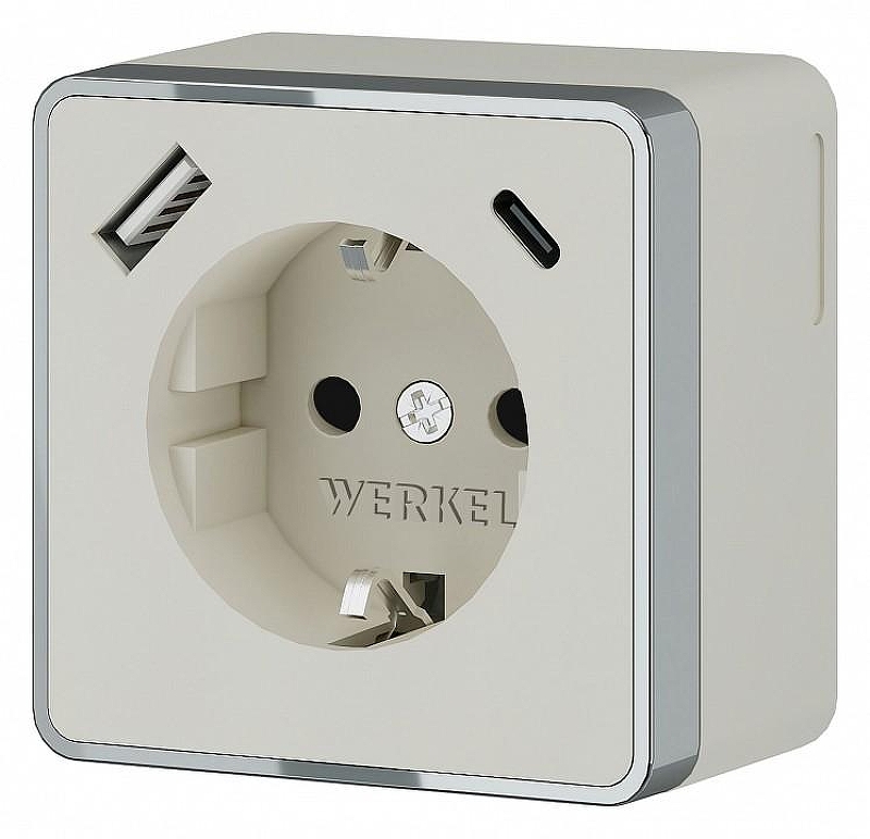 Розетка с заземлением и со шторками и USB Werkel Gallant (слоновая кость) W5071703 