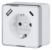 Розетка с заземлением и со шторками и USB Werkel Gallant (белая) W5071701 цвет Белый