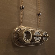 Выключатель одноклавишный без рамки Werkel Ретро (бронза) W5712012 цвет Бронза-3