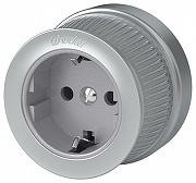 Розетка с заземлением Werkel Ретро (матовый хром) WL19-10-01 цвет Серый