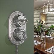 Розетка с заземлением Werkel Ретро (матовый хром) WL19-10-01 цвет Серый-2